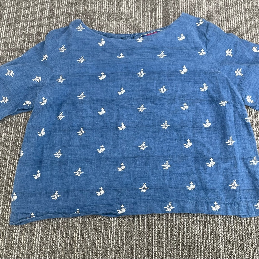 Akkriti Whimsical Blue and White Floral Embroidered Blouse